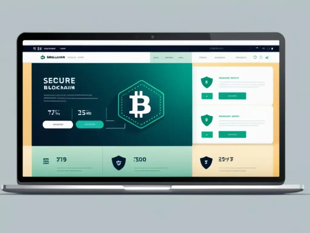 Interfaz futurista de plataforma de comercio electrónico con tecnología blockchain, transmitiendo seguridad en transacciones online
