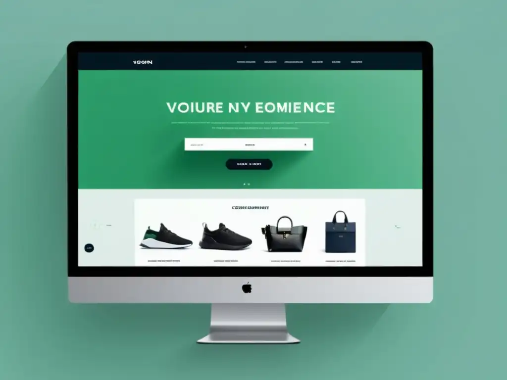 Interfaz futurista de sitio web ecommerce con diseño minimalista y esquema de colores monocromático