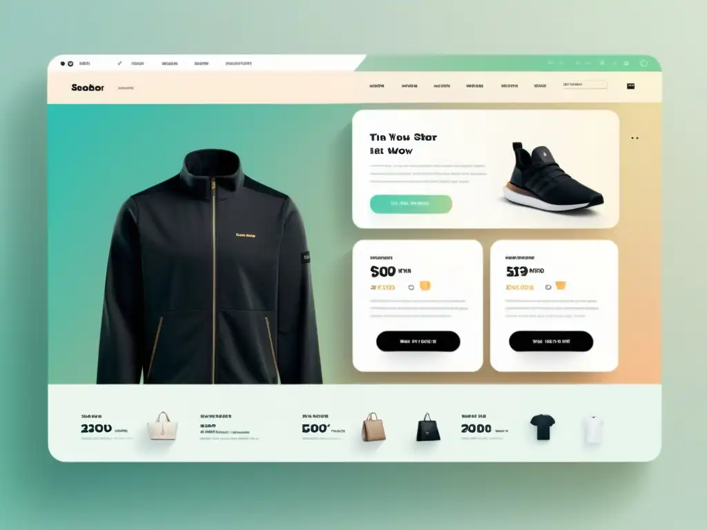 Interfaz futurista de tienda online con diseño limpio y tendencias emergentes tiendas online 2023