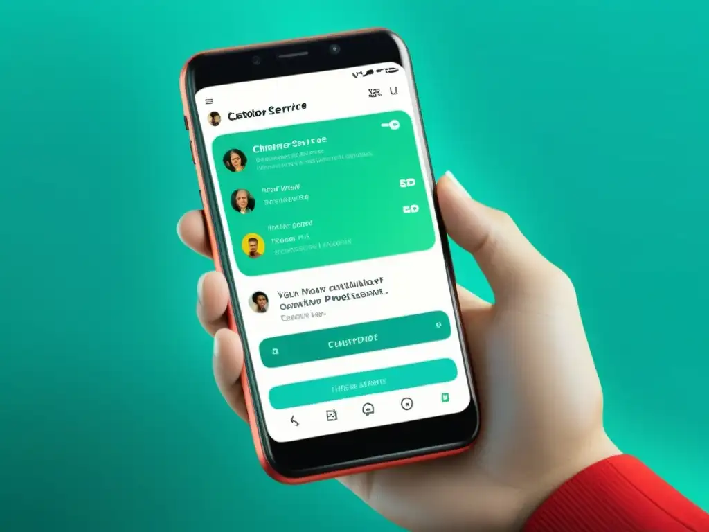 Interfaz limpia y moderna de chatbot para mejorar atención cliente en smartphone