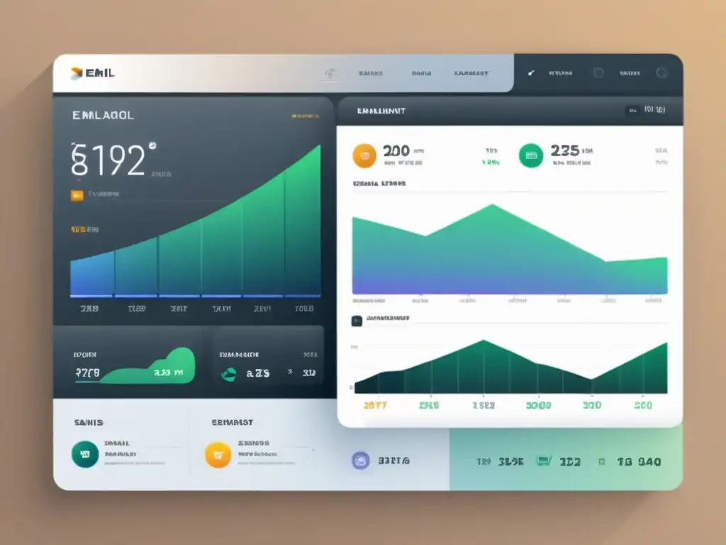 Una interfaz de email marketing elegante y eficiente con gráficos intuitivos y métricas de compromiso