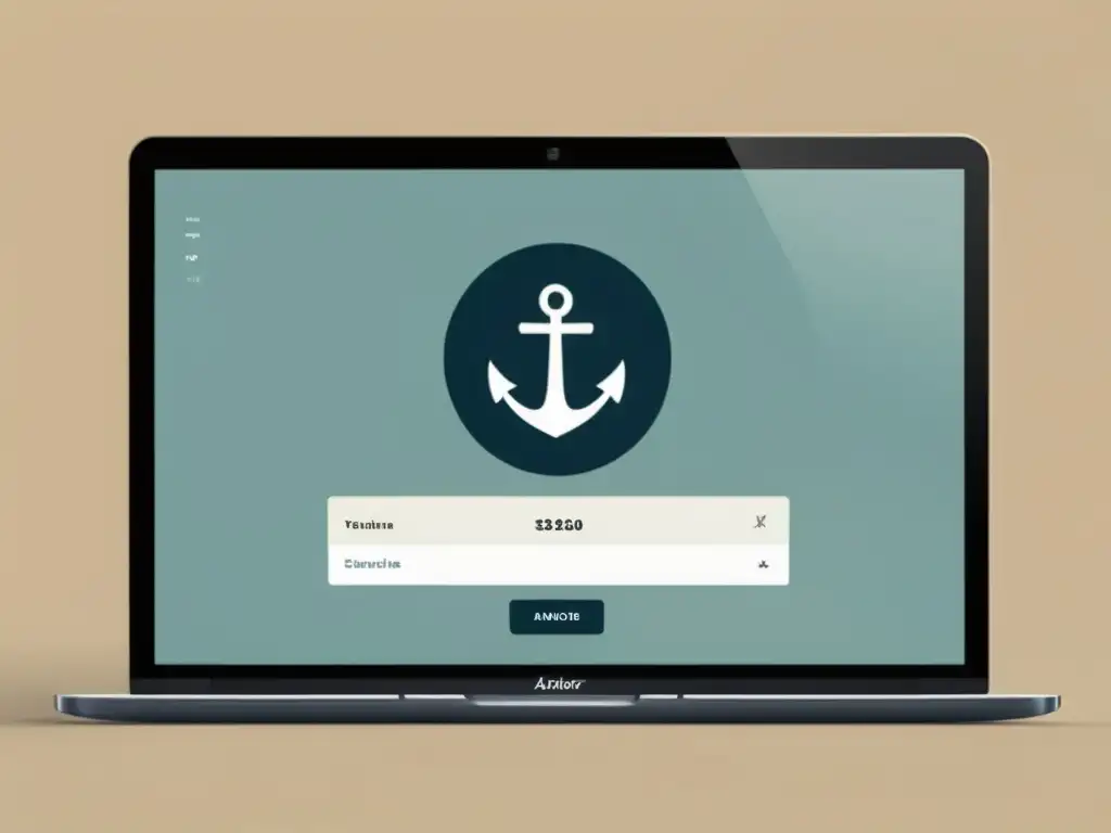 Interfaz minimalista de eCommerce con icono de ancla y etiqueta de precio, evocando la importancia del precio ancla en eCommerce