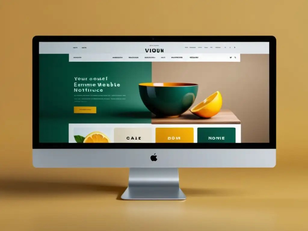 Interfaz minimalista de ecommerce en monitor sin bordes