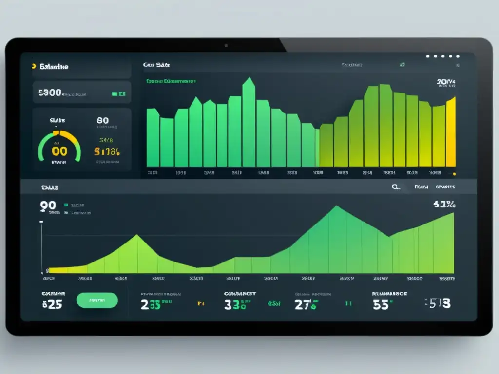 Interfaz minimalista y elegante para un dashboard de ecommerce, siguiendo principios de diseño UI para dashboards de ecommerce