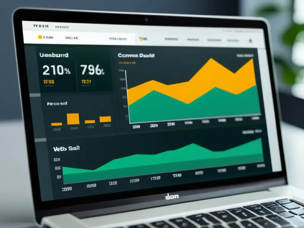 Interfaz minimalista y moderna de un dashboard de ecommerce, con visualizaciones de datos organizadas y atractivas