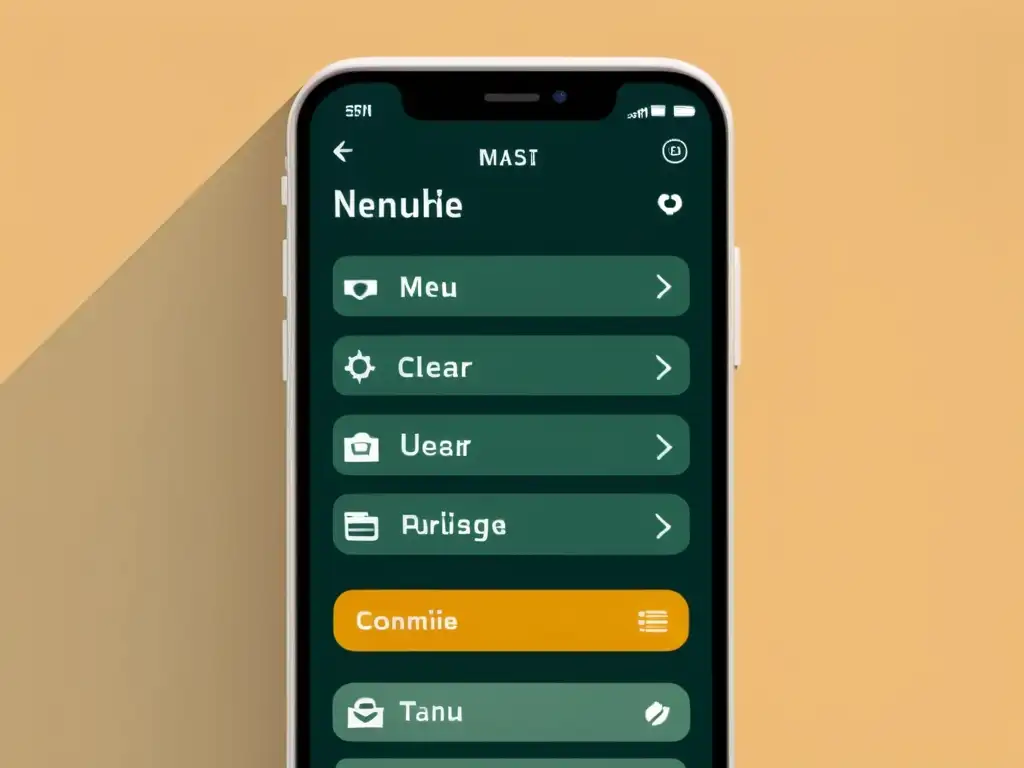 Una interfaz de navegación móvil minimalista y organizada para ecommerce