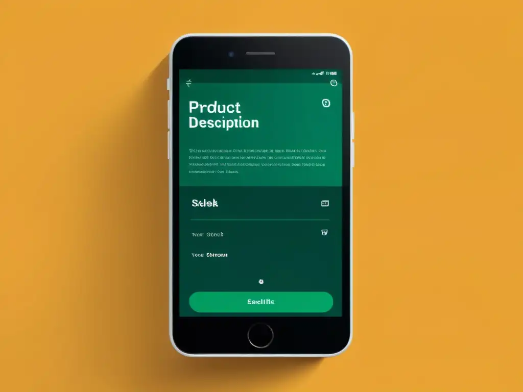 Interfaz minimalista de descripción de producto con diseño UX para descripciones de producto de alta calidad en 8k