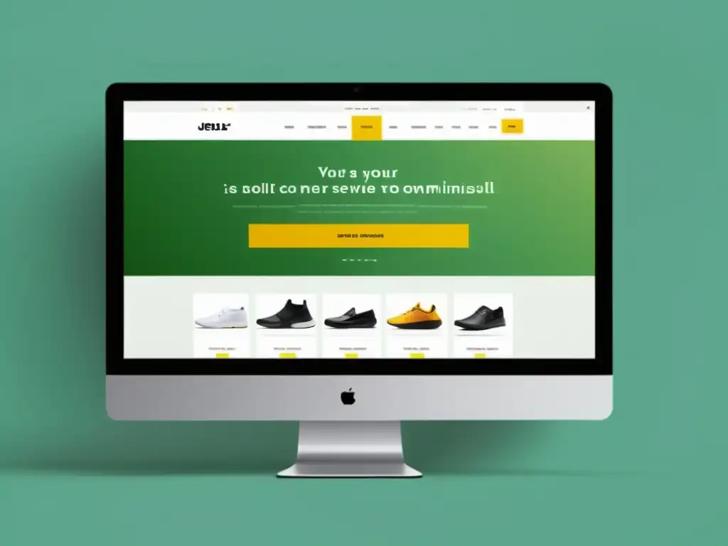 Interfaz minimalista de sitio web ecommerce con diseño limpio, imágenes llamativas y menú de navegación sencillo