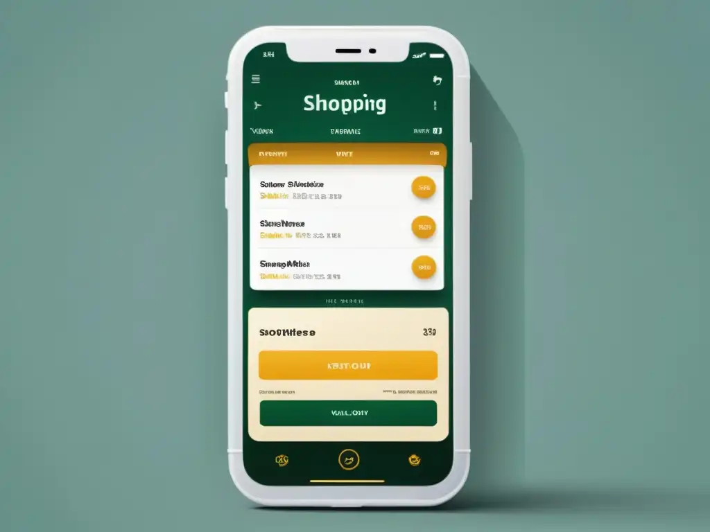 Interfaz moderna de carrito de compras en dispositivo móvil, con diseño UX/UI para una experiencia de compra intuitiva y atractiva