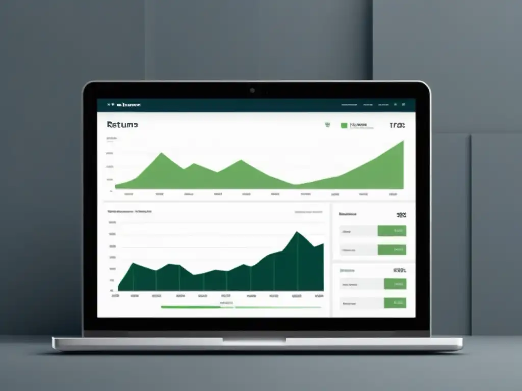 Interfaz de gestión de almacén moderna y elegante con análisis de Big Data en gestión devoluciones ecommerce, gráficos visuales impactantes