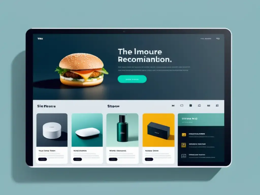Interfaz AI moderna y minimalista muestra recomendaciones de productos en un entorno virtual