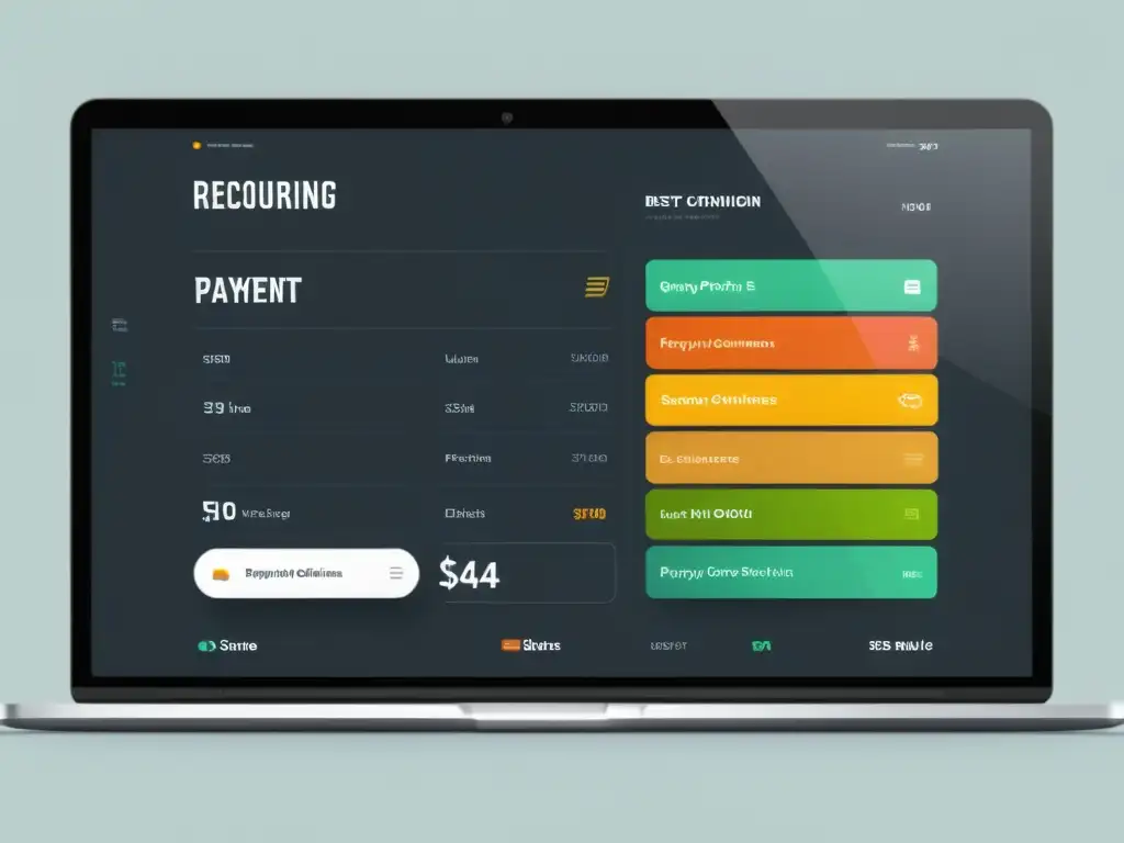 Interfaz moderna de gestión de pagos recurrentes en ecommerce