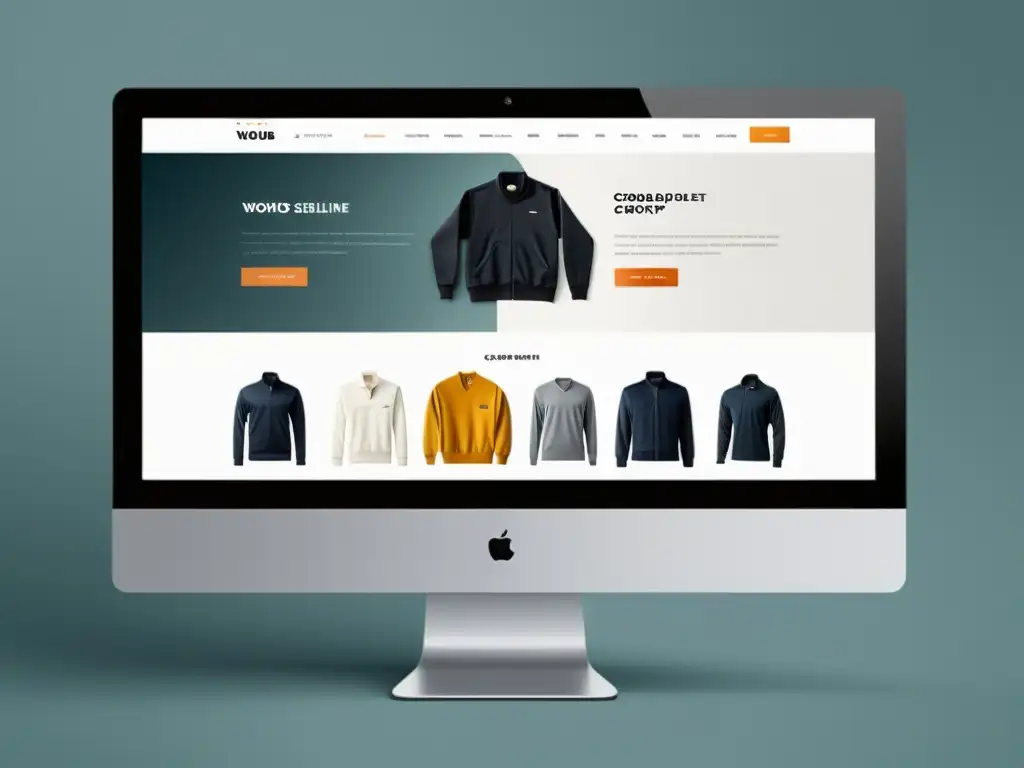 Interfaz moderna de un sitio web de comercio electrónico con ventas cruzadas en un diseño minimalista y sofisticado