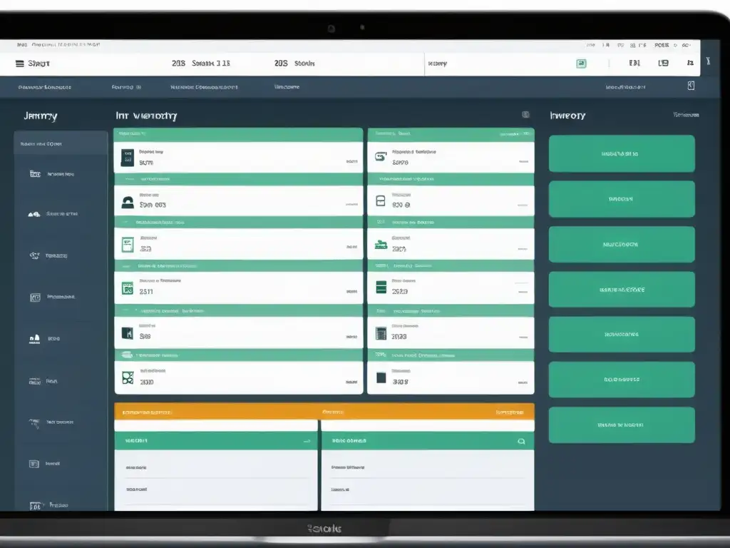 Interfaz moderna de software gestión inventarios ecommerce, con diseño limpio y herramientas detalladas para un manejo eficiente