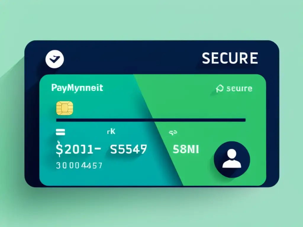 Interfaz de pago seguro para servicios de salud, diseño moderno y eficiente en tonos de azul y verde
