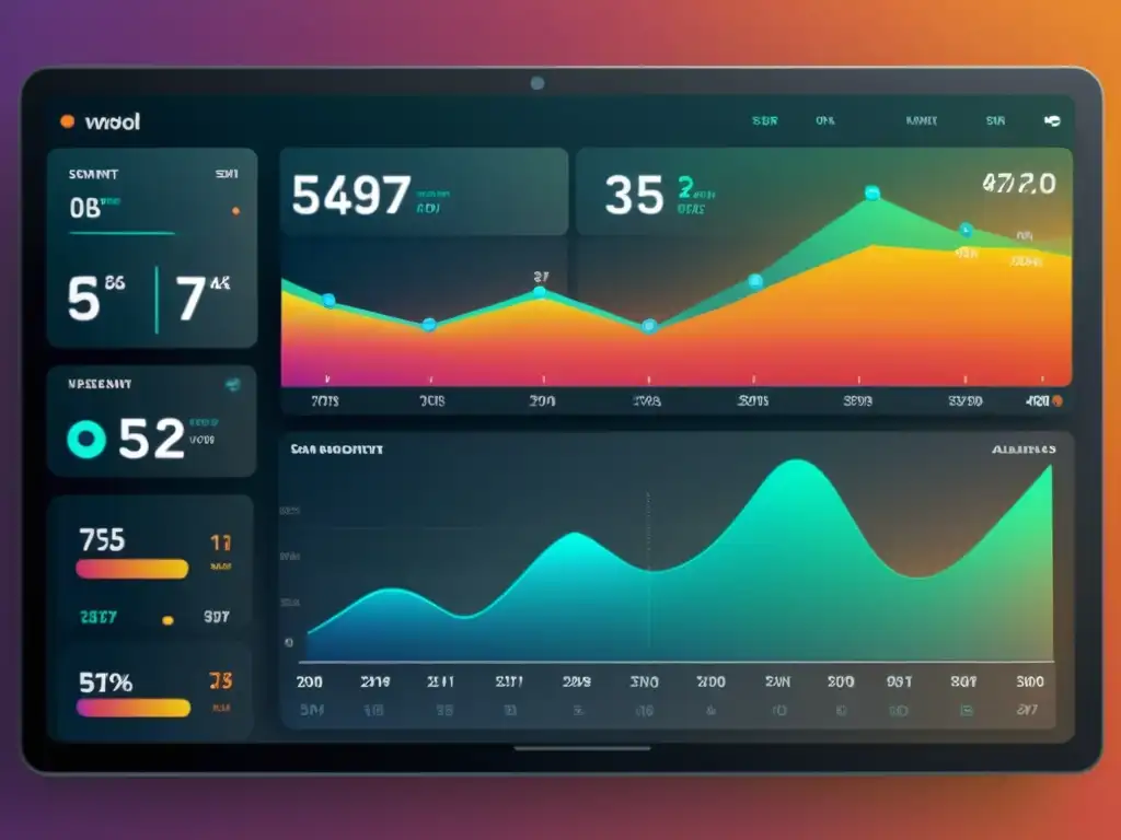 Interfaz de panel de monitoreo de sentimiento en ecommerce: datos visuales elegantes y modernidad tecnológica en 8k