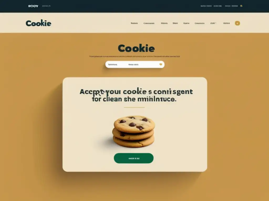 Interfaz de sitio ecommerce moderno y sobrio con aviso de cookies, cumpliendo ley cookies sitio ecommerce