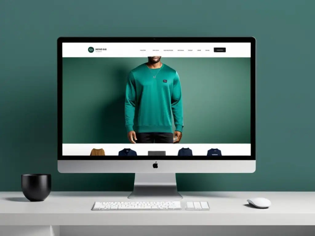 Interfaz de sitio web de ecommerce moderno con diseño minimalista y navegación intuitiva