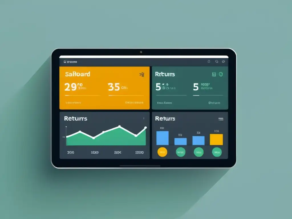 Interfaz de software gestión devoluciones comercio electrónico: limpieza y eficiencia en dashboard intuitivo y profesional