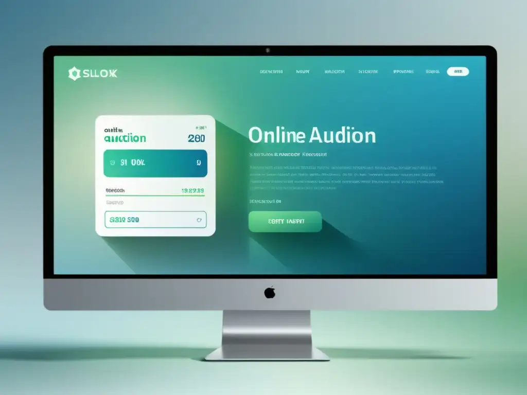 Interfaz de subasta en línea transparente con diseño moderno y ética en subastas en línea transparentes