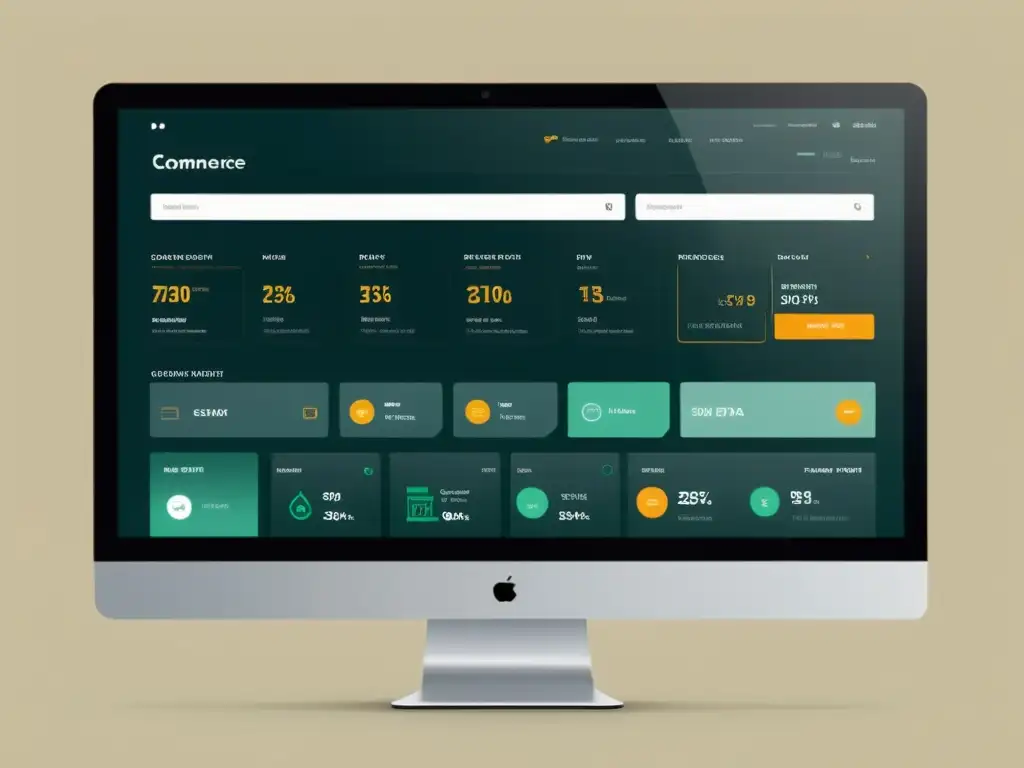 Interfaz de tienda online futurista y profesional, integrando análisis de big data para oportunidades de mercado en Ecommerce
