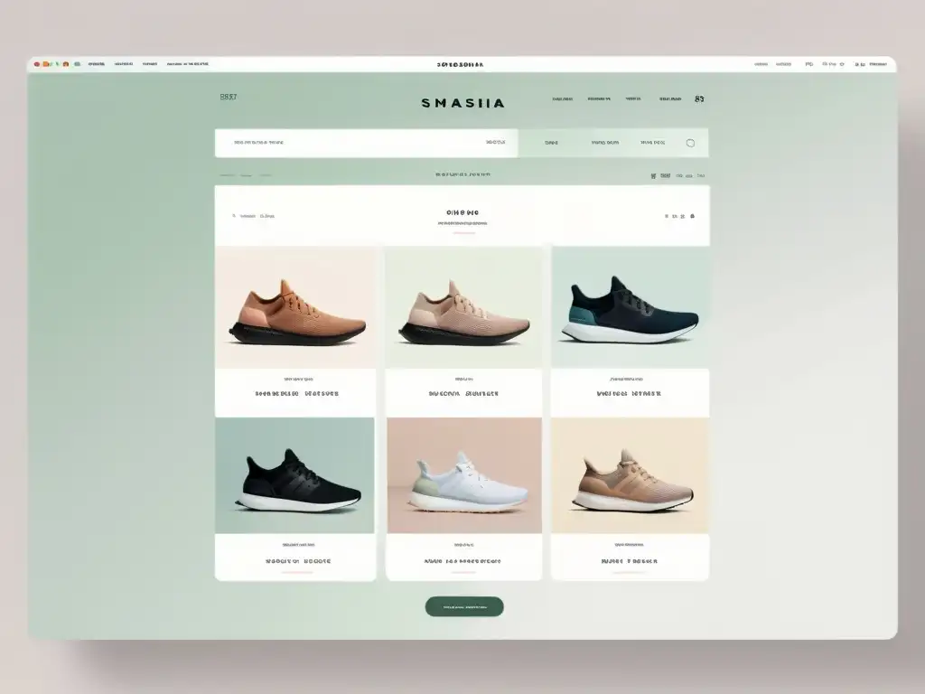 Interfaz de tienda online moderna y minimalista con ventajas lazy loading imágenes ecommerce y diseño limpio en tonos pastel