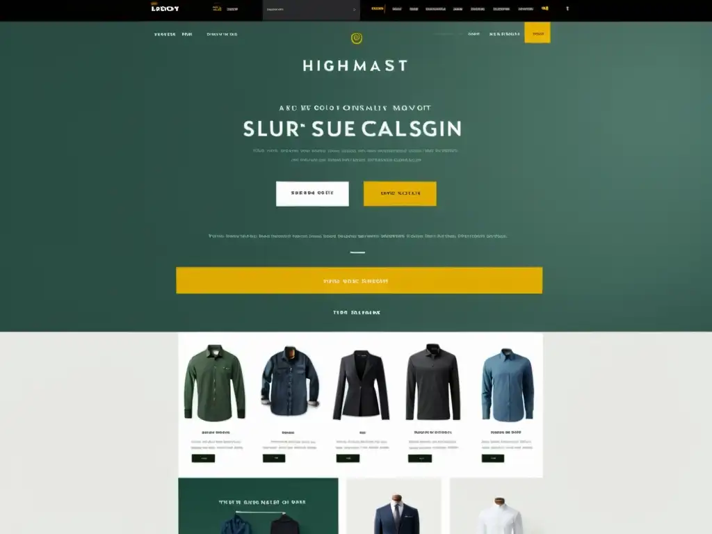 Interfaz de tienda online moderna y elegante con diseño minimalista y navegación intuitiva