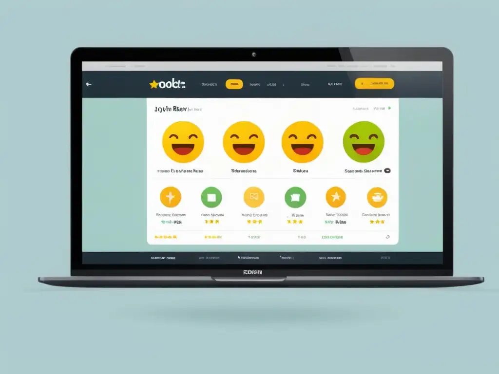 Interfaz de tienda online moderna y minimalista con monitoreo de sentimiento cliente postventa a través de emoticones y reseñas de productos