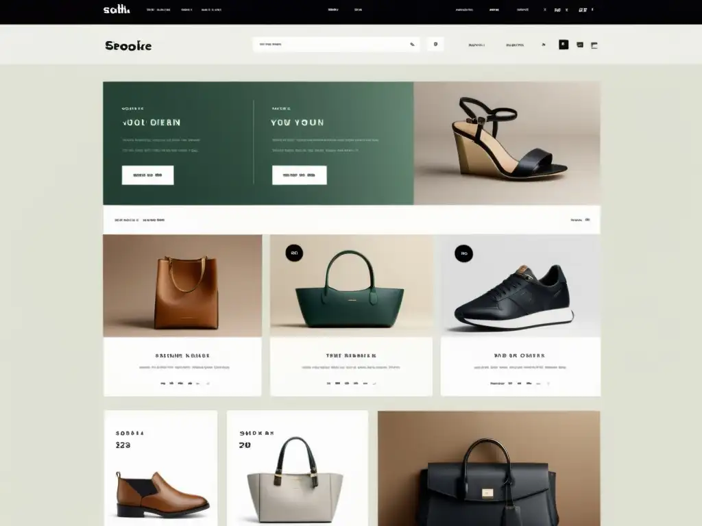 Interfaz de tienda online moderna y minimalista con elementos de ecommerce