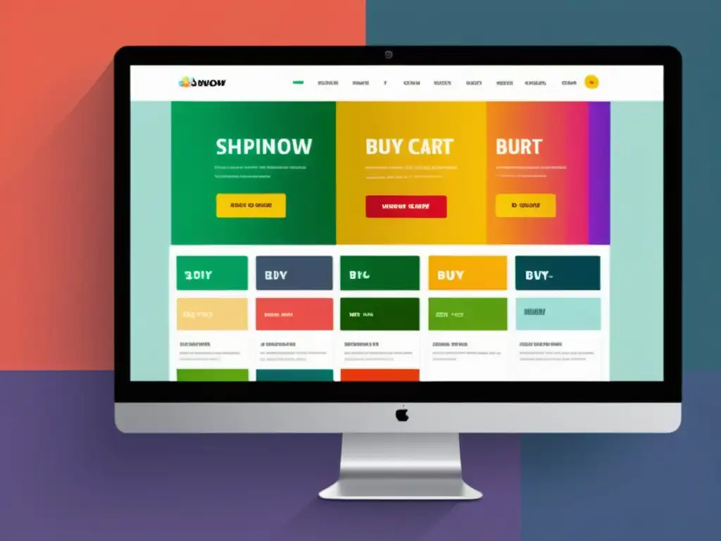 Interfaz de tienda online con productos en varios colores, destacando botones 'Agregar al carrito' y 'Comprar ahora', ejemplificando el impacto de la psicología del color en el comercio electrónico