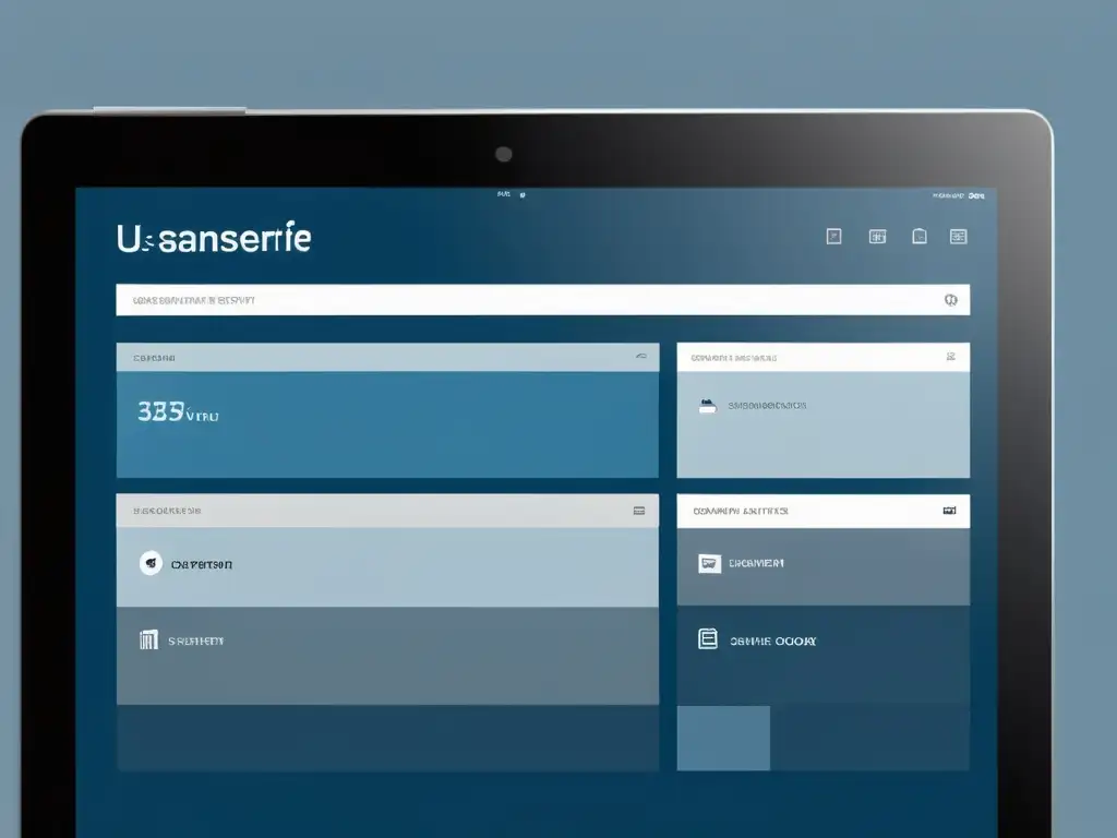 Interfaz de usuario minimalista con tipografía limpia