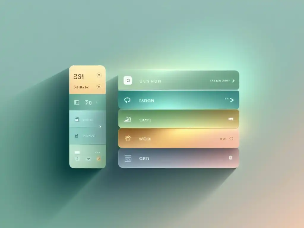 Interfaz de usuario moderna en tonos suaves, transmitiendo calma y sofisticación