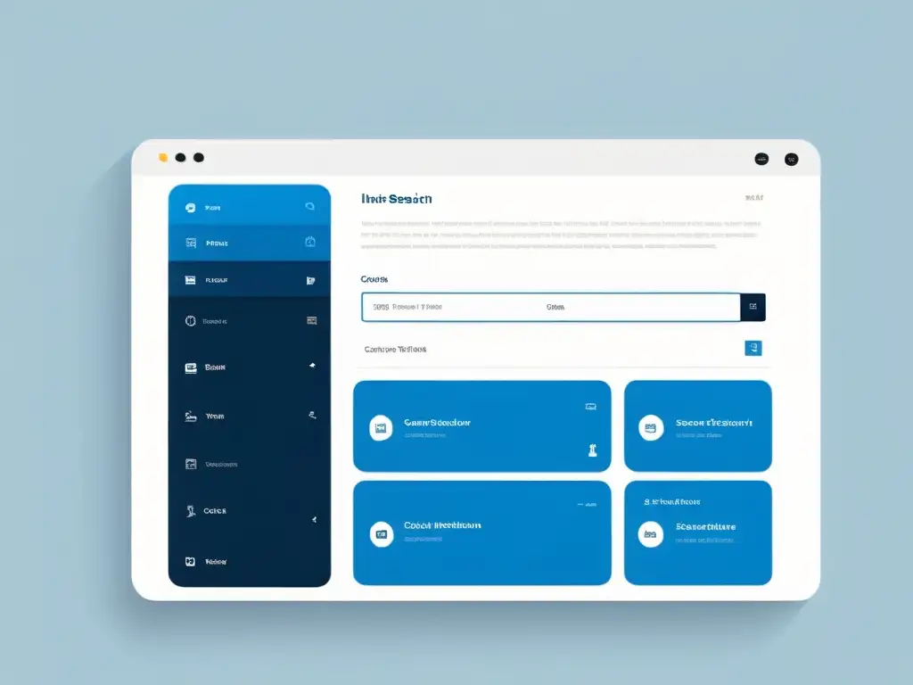 Interfaz web minimalista de alta resolución con diseño limpio y moderno, transmitiendo confianza y profesionalismo