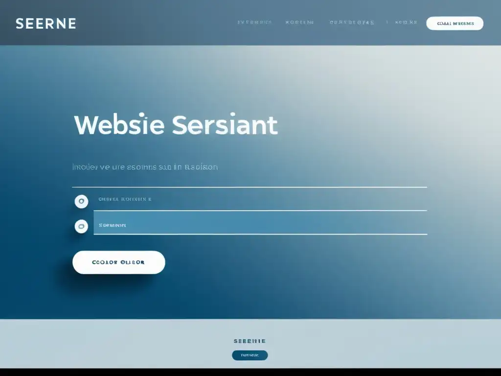 Interfaz web moderna y serena con diseño minimalista, navegación intuitiva y colores profesionales