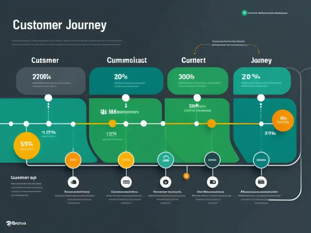 Mapa del Customer Journey en el Comercio Electrónico: diseño moderno y profesional, con datos y análisis en tonos limpios y sofisticados