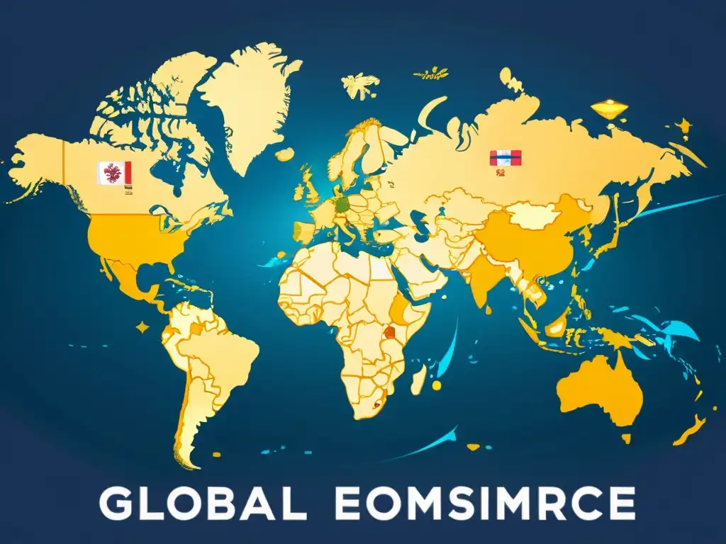 Mapa global detallado resaltando fronteras con símbolos culturales y legales