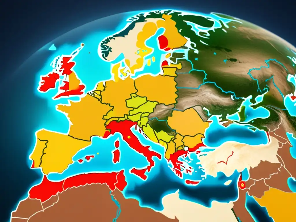 Mapa global minimalista resaltando rutas comerciales clave, maximizando ventas temporada alta ecommerce