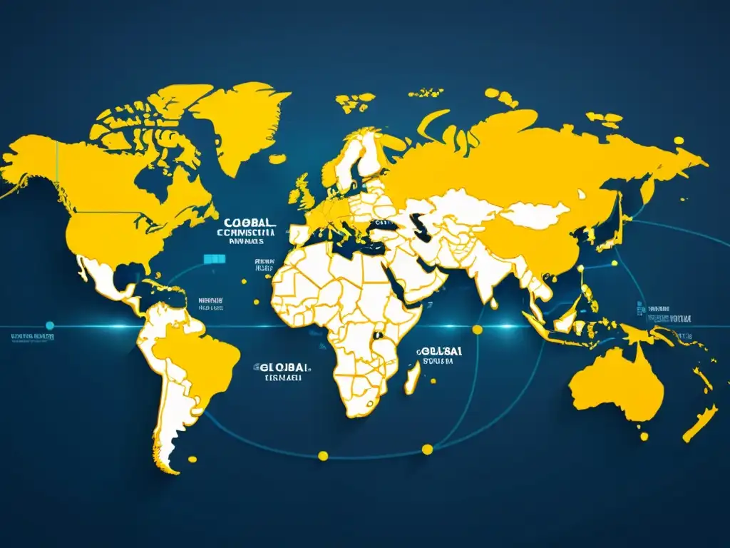 Mapa global con puntos de datos de precios dinámicos en eCommerce, muestra impacto de estrategias precio dinámico eCommerce global