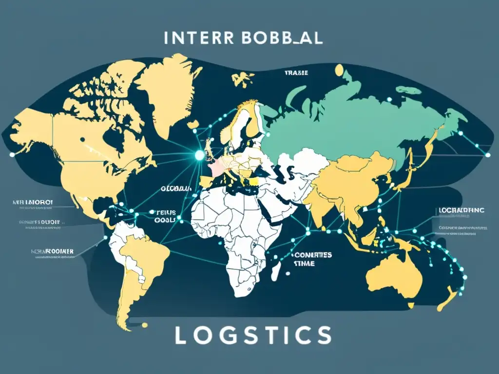 Mapa global de rutas logísticas ilustradas, reflejando la complejidad del ecommerce transfronterizo