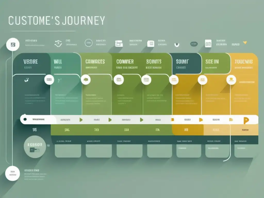 Mapa minimalista en alta resolución del análisis customer journey para ecommerce, con diseño moderno y paleta de colores sutiles