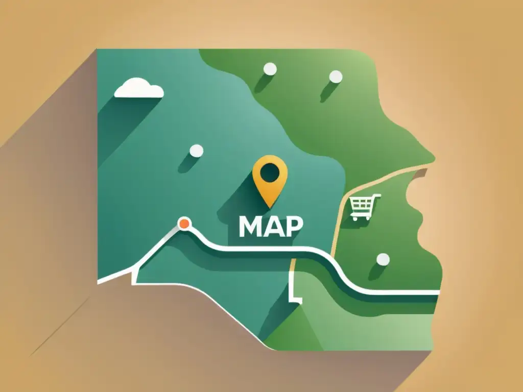 Mapa minimalista con tienda y recomendaciones de productos personalizados para estrategias de personalización ecommerce local