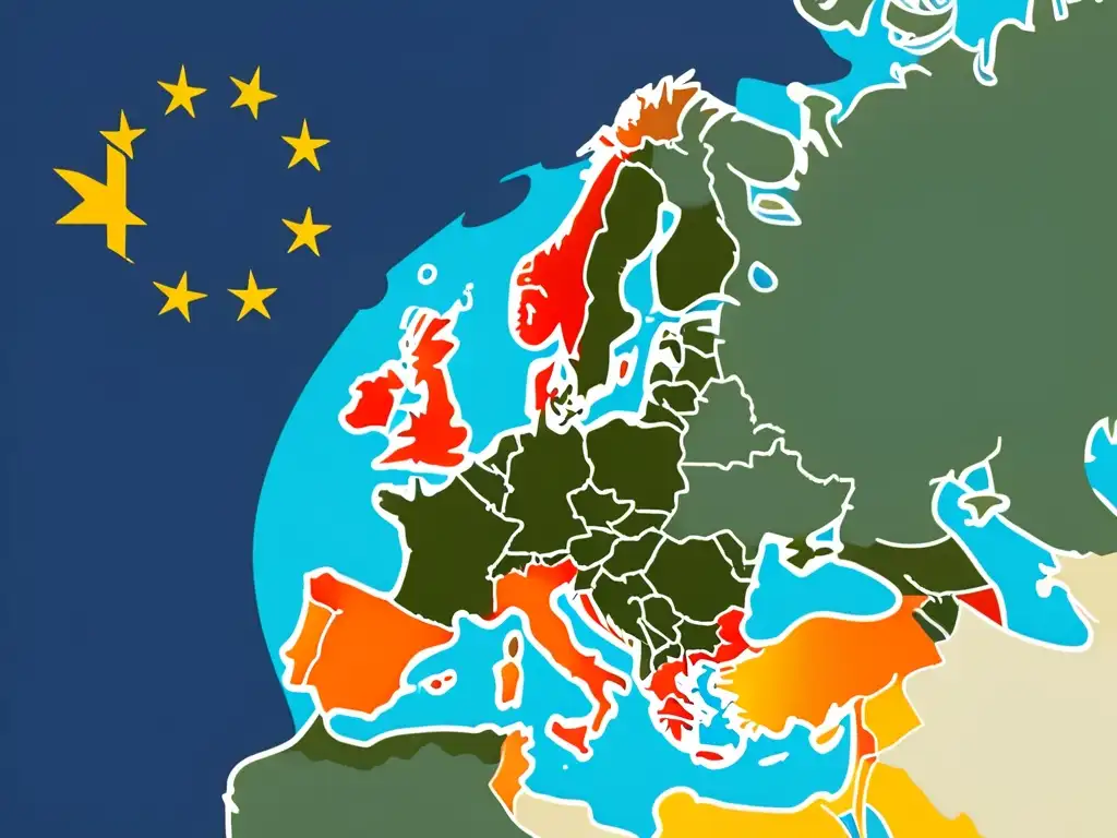 Mapa minimalista de Europa con el Reino Unido separado, ilustrando el impacto del Brexit en el ecommerce transfronterizo