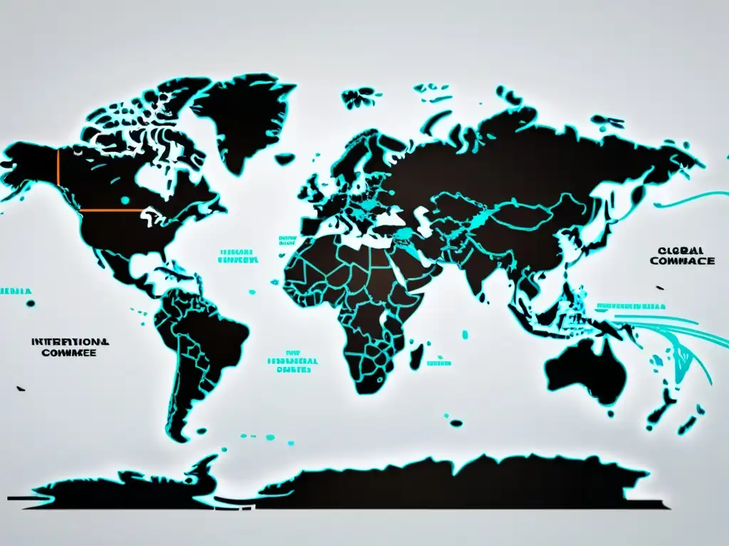 Mapa mundial con rutas de envío internacional en colores vibrantes