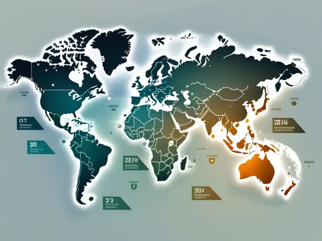 Mapa del mundo con datos y análisis, adaptando tienda online mercado global