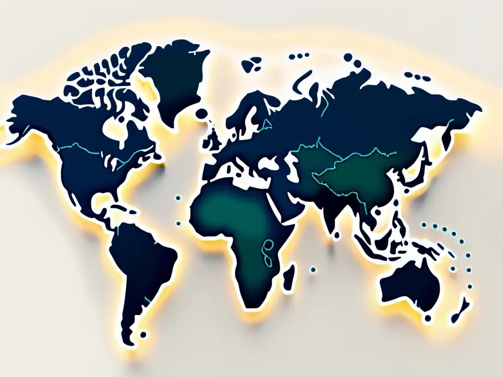 Un mapa del mundo de líneas y nodos, representando la globalización del ecommerce