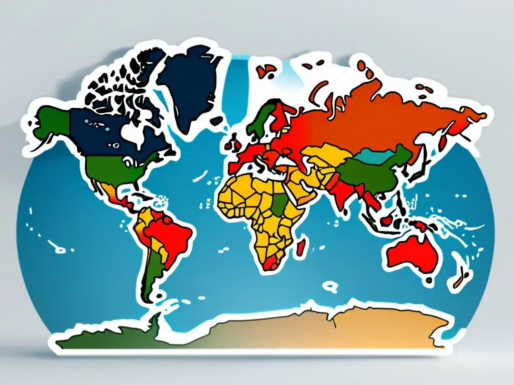 Mapa del mundo destacando regiones en colores sutiles, simbolizando la expansión global para estrategias de entrada al mercado eCommerce