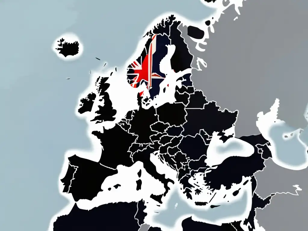 Mapa de Europa en gris con el Reino Unido destacado en un color contrastante, simbolizando los efectos del Brexit en el ecommerce