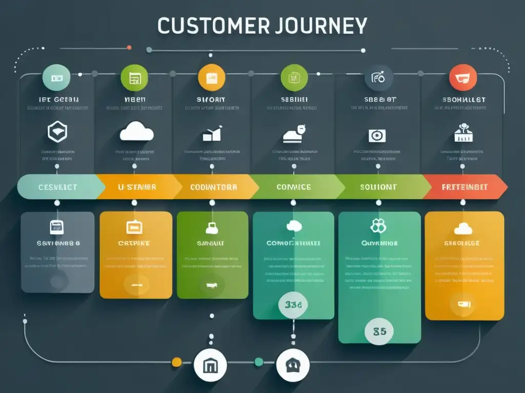 Mapa del viaje del cliente en ecommerce: Diseño minimalista y detallado en 8k con etapas definidas y estética moderna y pulida