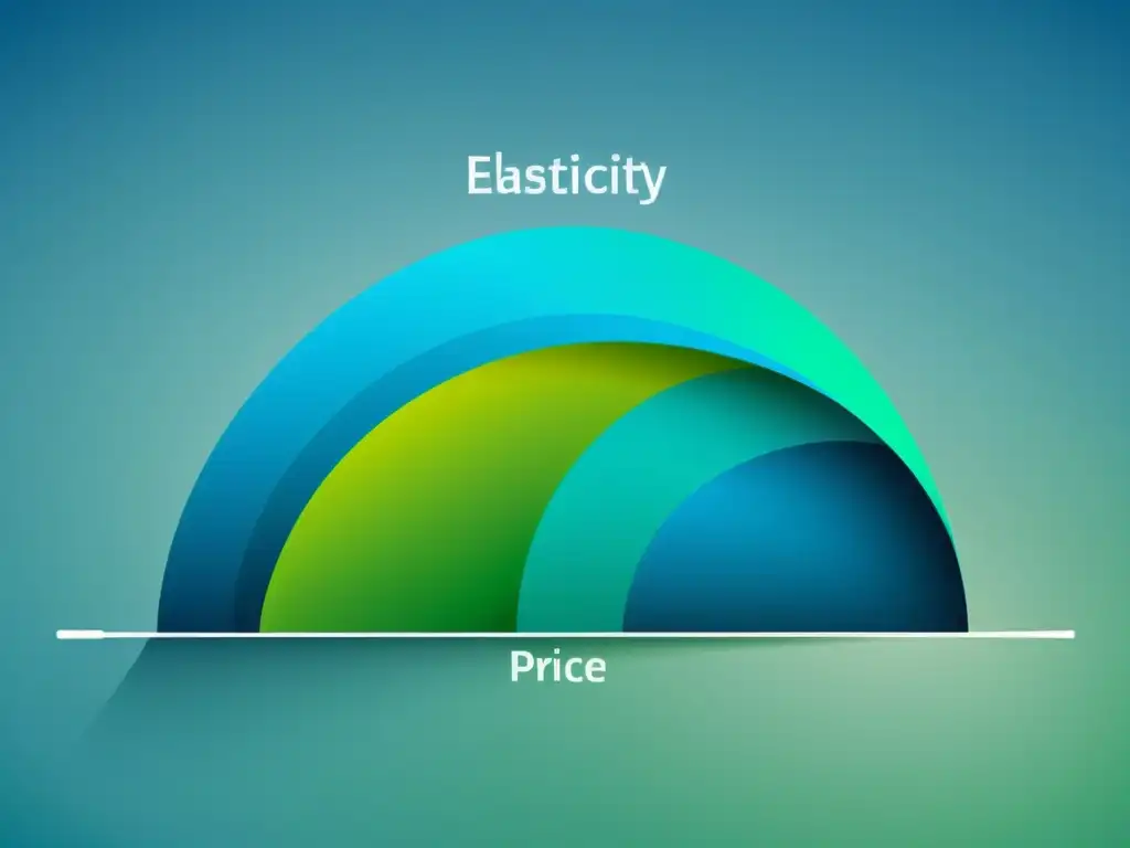 Ilustración minimalista de una curva de elasticidad de precios en tonos azules y verdes