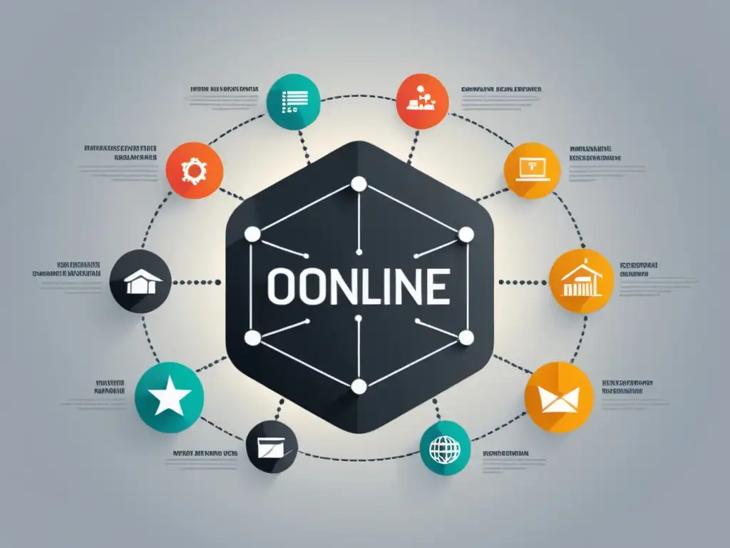 Representación gráfica minimalista de nodos interconectados que ilustra la importancia logística en modelos de negocio online